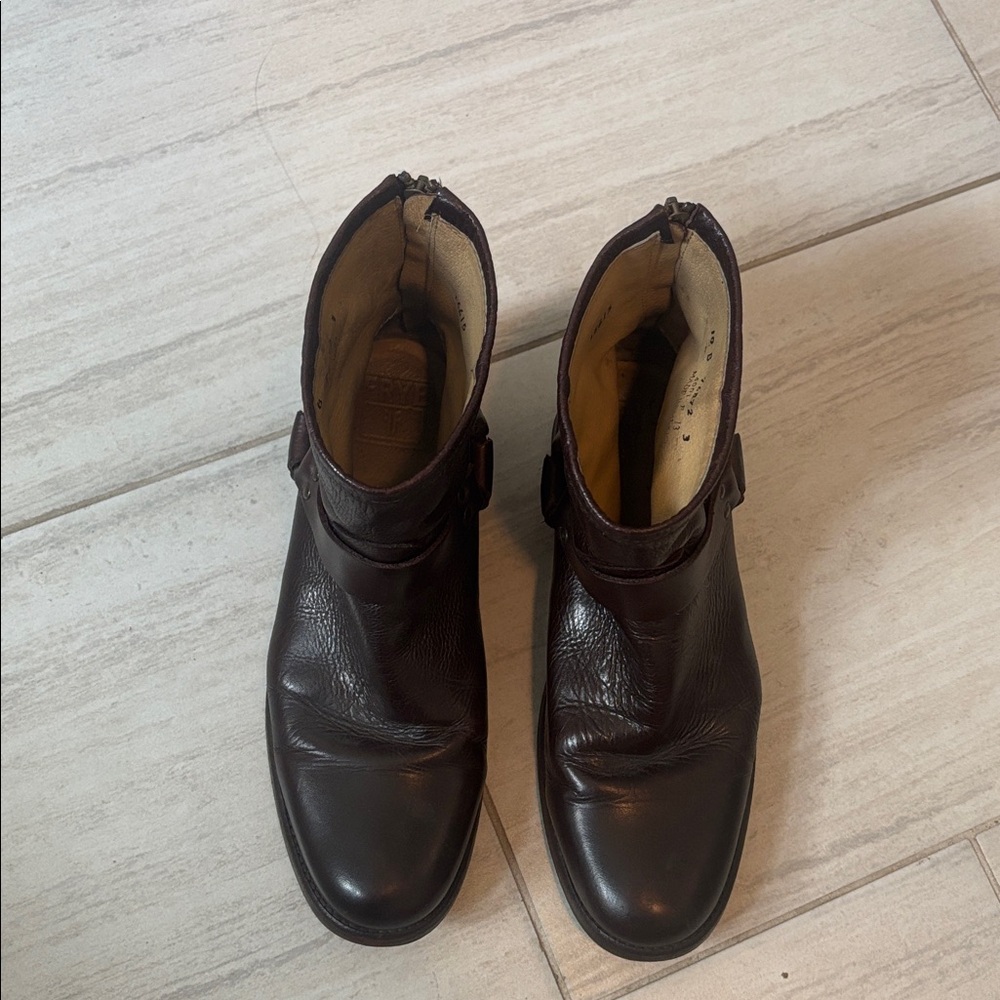 Womens Frye Phillip Harness Leather Ankle Boots